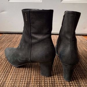 Prada Black Suede Ankle Boots